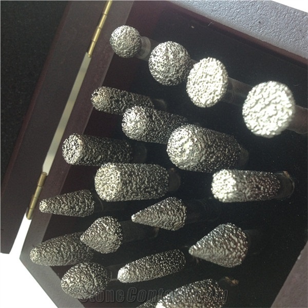 2014 High Quality Stone Carving Diamond Burr Vacuum Brazed Diamond Engraving Bits 20 Pcs a Set