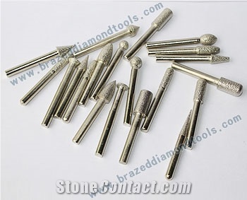 Conical Diamond Brazed Burrs for Carving Stone
