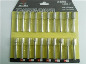 Diamond Brazed Burrs for Carving Stone 8,10, 20 Pcs a Set