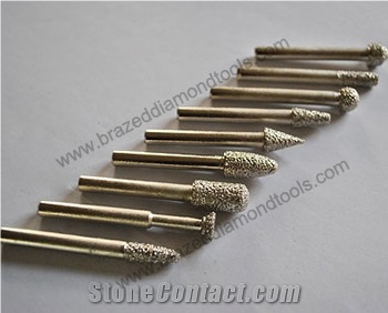 Flat Cylindrical Diamond Brazed Burrs for Carving Stone