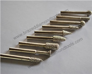 Flat Cylindrical Diamond Brazed Burrs for Carving Stone