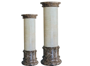 Wellest Beige Marble Body with Dark Emperador Base Solid & Hollow Configuration Antique Roman Columns,Greek Columns,Model Rp029