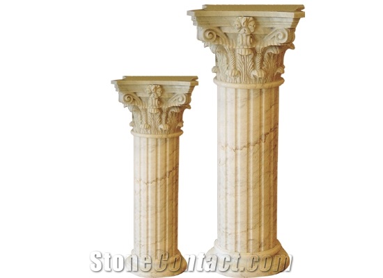 Wellest Beige Marble Solid & Hollow Configuration Antique Roman Columns, Greek Columns,Model Rp016