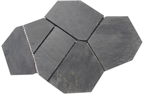 Wellest Black Slate Flagstone,Meshed Paver Stone,5 Pieces Type,Item No.Ms007