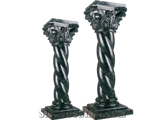 Wellest Dark Green Marble Solid & Hollow Configuration Antique Roman Columns, Greek Columns,Model Rp032