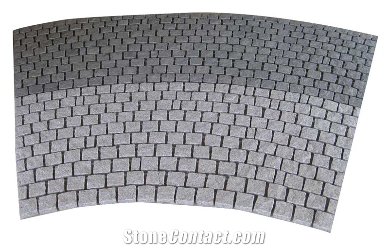Wellest G654 G603 Mixed Meshed Granite Paving Stone,Flagstone,Cobble and Cube Stone on Meshed,Five Faces Natural ,Bottom Saw Cut Mg-083
