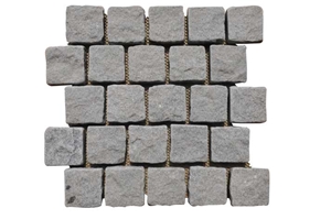 Wellest G654 Meshed Granite Offset Shape Paving Stone,Cobble and Cube Stone on Meshed,Five Faces Natural and Tumbled,,Bottom Saw Cut Mg-077 Wellest G654 Meshed Granite Offset Shape Paving Stone,Cobble and Cube Stone on Meshed,Five Faces Natural and Tumbled,,Bottom Saw Cut Mg-077
