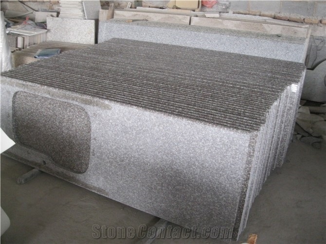 Wellest G664 Bainbrook Brown, Luoyuan Red, Prefabricate China Pink Granite Countertop with Undermount Sink Cutting