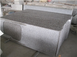 Wellest G664 Bainbrook Brown, Luoyuan Red, Prefabricate China Pink Granite Countertop with Undermount Sink Cutting