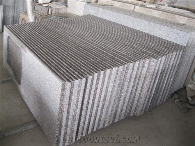 Wellest G664 Bainbrook Brown, Luoyuan Red, Prefabricate China Pink Granite Countertop with Undermount Sink Cutting