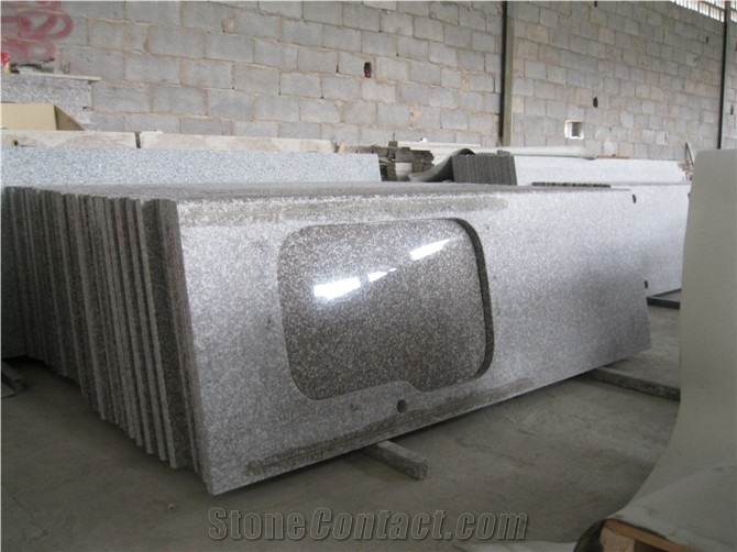 Wellest G664 Bainbrook Brown, Luoyuan Red, Prefabricate China Pink Granite Countertop with Undermount Sink Cutting