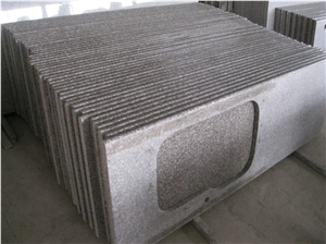 Wellest G664 Bainbrook Brown, Luoyuan Red, Prefabricate China Pink Granite Countertop with Undermount Sink Cutting