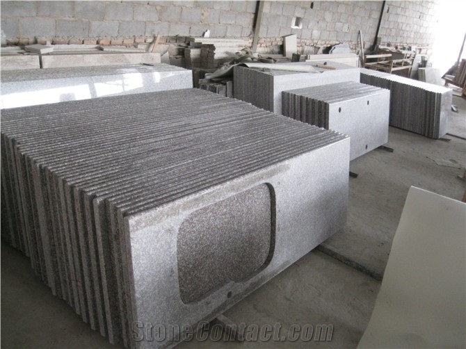 Wellest G664 Bainbrook Brown, Luoyuan Red, Prefabricate China Pink Granite Countertop with Undermount Sink Cutting