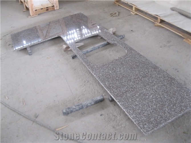 Wellest G664 Bainbrook Brown, Luoyuan Red, Prefabricate China Pink Granite Countertop with Undermount Sink Cutting