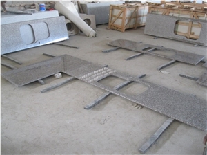 Wellest G664 Bainbrook Brown, Luoyuan Red, Prefabricate China Pink Granite Kitchen Countertop with Undermount Sink Cutting