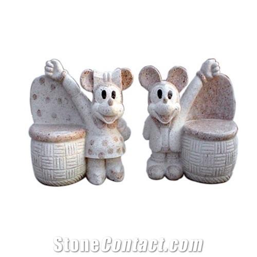 Wellest G682 Sunset Gold Granite Cartoon Stool,Rabbit Stc019