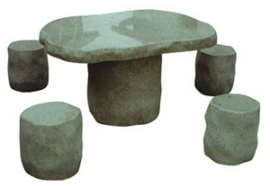 Wellest G682 Sunset Gold Table & Stool, Round Garden Table and Bench,Exterior & Outside Table with Stool,Polished Surface,Model No.Stc008