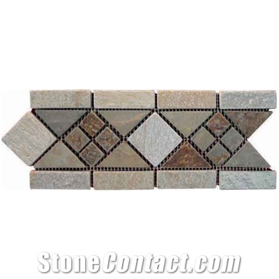 Wellest Multi Color Rusty Slate Mixed with Yellow Wood Slate Molding & Border, China Slate Skirting,Model No. Sms011