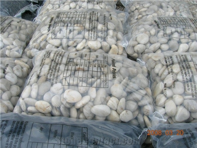 Wellest Polished White Color Natural Pebble Stone,River Stone,Gravels,Item No.Sps201