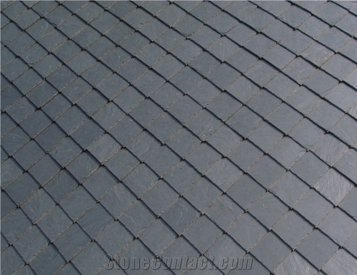 Wellest Rectangular Black Slate Roof Tile, Sides Natural Split,Without Pre-Drilled Holes,Model No. Srt007
