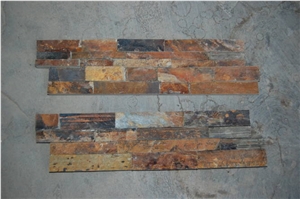 Wellest Rusty Slate Culture Stone, Ledge Stone,Stacked Stone, Rough,Wall Cladding Tile ,Back Ground,Multi Colour Slate,Z Shape, Interlocked,Sl-015rz