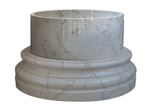 Wellest Shell Beige Marble Column Pedestal,Pillar Base,Column Base,Model Pf016