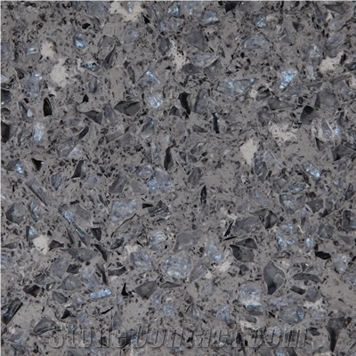 Wellest We006 Engineer Blue Pearl Diamond Quartz Tile and Slab