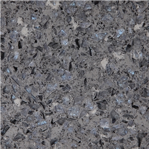 Wellest We006 Engineer Blue Pearl Diamond Quartz Tile and Slab