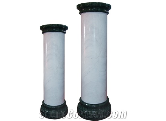 Wellest White Marble Body with Green Marble Base Solid & Hollow Configuration Antique Roman Columns, Greek Columns,Model Rp028