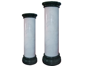 Wellest White Marble Body with Green Marble Base Solid & Hollow Configuration Antique Roman Columns, Greek Columns,Model Rp028