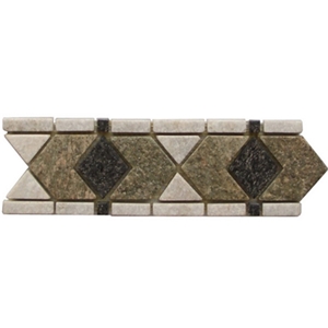 Wellest White Quartzite Mixed with Black Quartzite and Green Quartzite Molding & Border, China Quartzite Skirting,Model No. Sms005