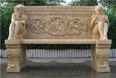 Wellest Yellow Sandstone Chair,Exterior & Outside Garden Stone Chair,Stc 046
