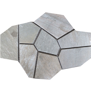 Wellest Yellow Wood Beige Slate Flagstone,Meshed Paver Stone,8 Pieces Type,Item No.Ms014