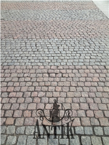 Red Granite Cube Stone, Red Granite Cobbles, Withered Granite