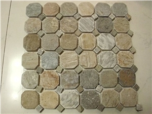 China Multicolor Slate Chipped Mosaic China Multicolor Slate Chipped Mosaic