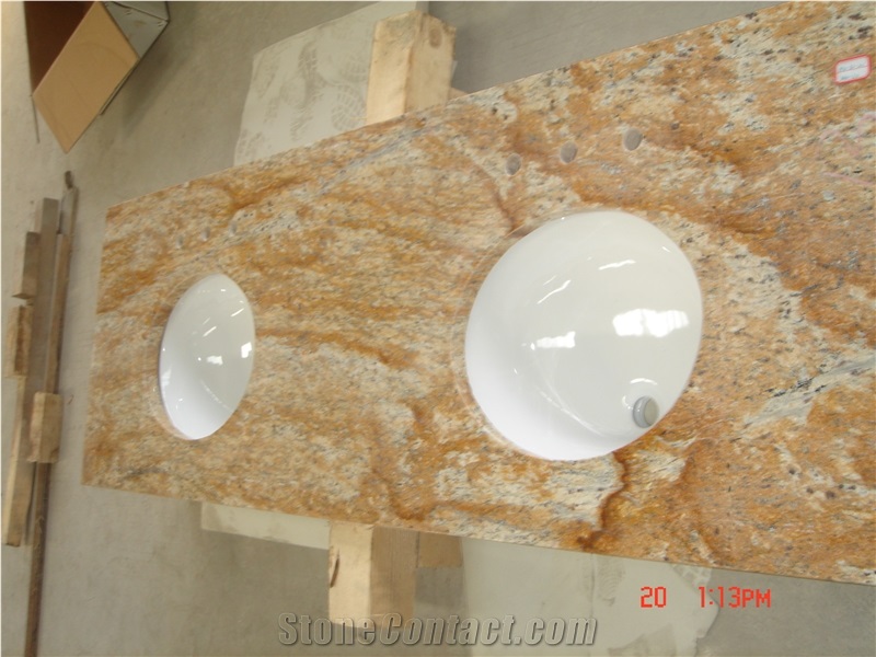 Juparana Dourado Granite Vanity Top, Brazil Yellow Granite