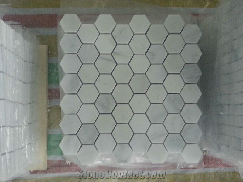 White Marble Mosaics-Rhombic/Hexagonal