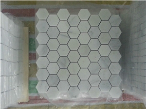 White Marble Mosaics-Rhombic/Hexagonal
