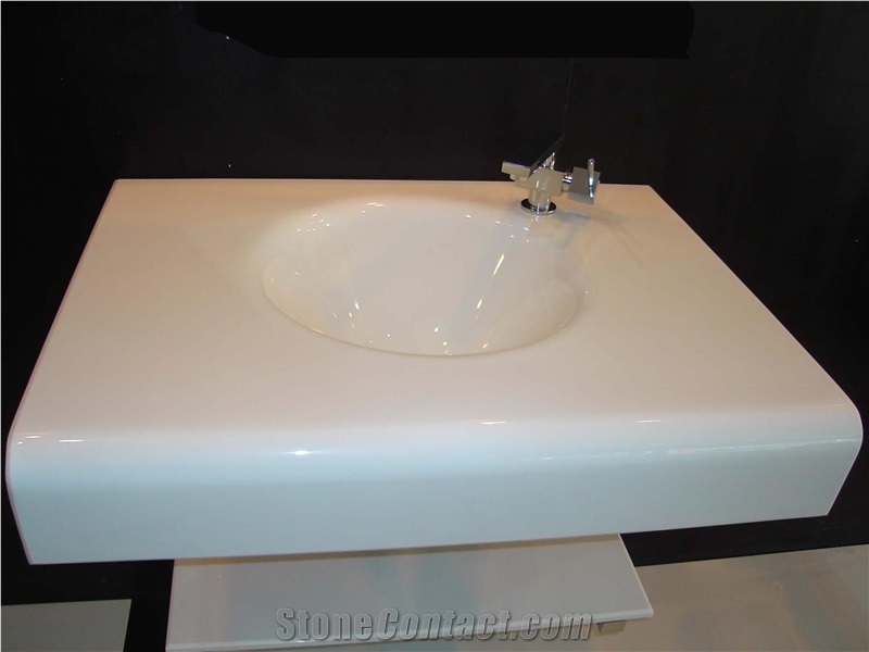 Giga White Marble Sink Top, Nanometre Microlite Bath Tops