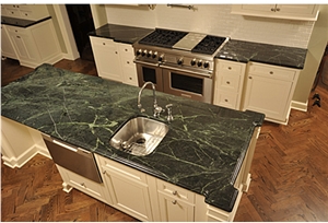 Giga White Marble Worktop, Big Flower Green Marble Kitchen Countertops