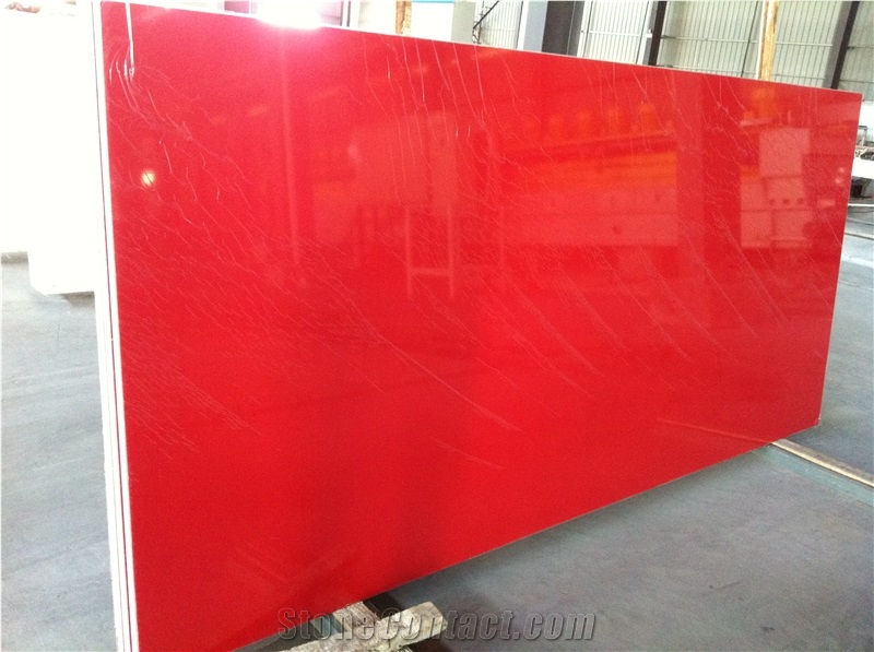 Pure Red Zsq2012 (Quartz Stone) Engineered Stone Tiles & Slabs