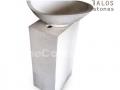 White Terazzo Oval Standing Sink