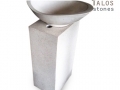 White Terazzo Oval Standing Sink