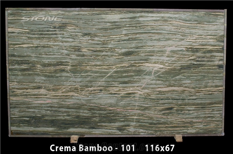 Crema Bamboo Granite Slabs, Brazil Green Granite