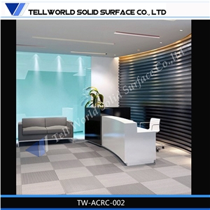 Tell World Factory Supply Fashion Design Acrylic Solid Surface Reception Desk/Counter
