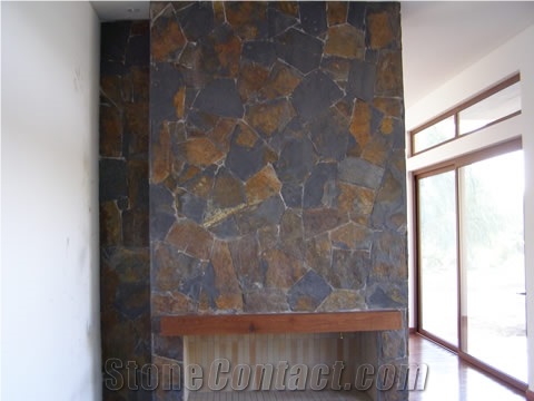 Fireplace Piedra Laja Negra Oxidada Surround