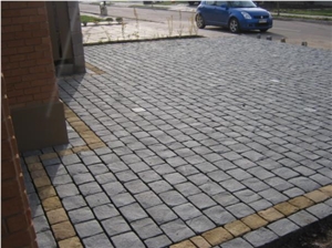 Piedra Adoquin Gris Con Franja Amarilla, Adoquin Gris Quartzite Cube Stone & Pavers