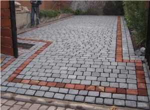 Piedra Adoquin Gris Con Franja Roja, Adoquin Morado Red Granite Cube Stone & Pavers