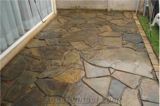 Piedra Laja Oxidada Irregular Flagstone Pavement, Piedra Laja Oxidada Slate Flagstone