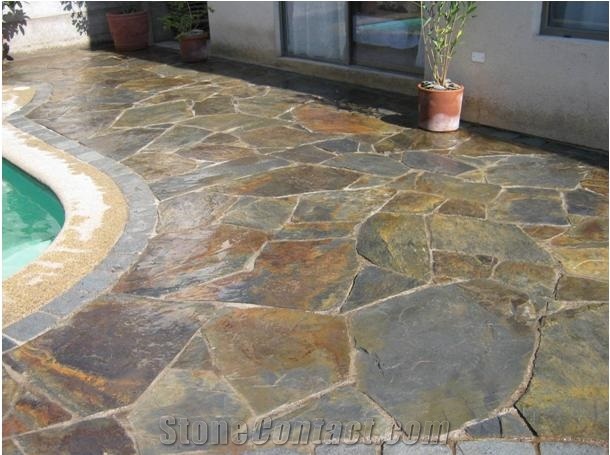 Piedra Laja Oxidada Irregular Flagstone Pavement, Piedra Laja Oxidada Slate Flagstone